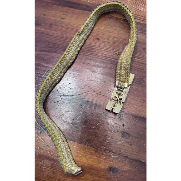 Vintage Art Deco Gold Metallic Fish Scale Elastic Glam Stretchy Belt - Picture 9 of 10